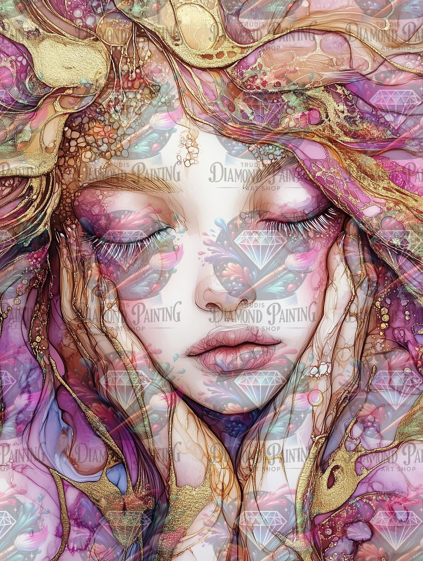 Diamond Painting Golden Reverie ©salzkatze.ai