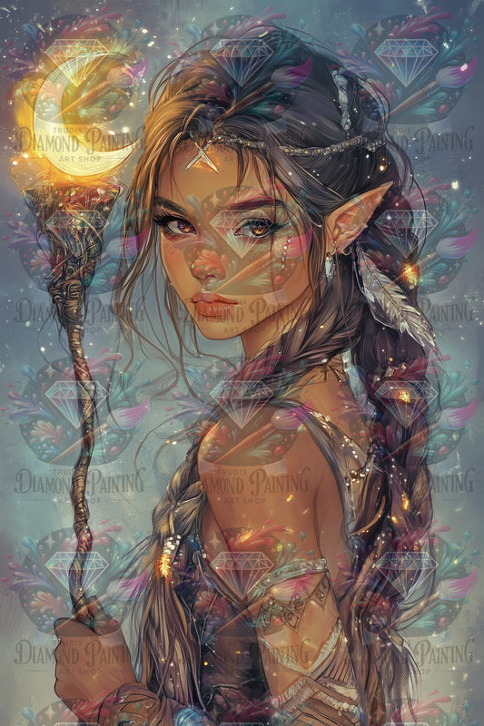 Diamond Painting Guardian Of The Crescent Moon ©salzkatze.ai