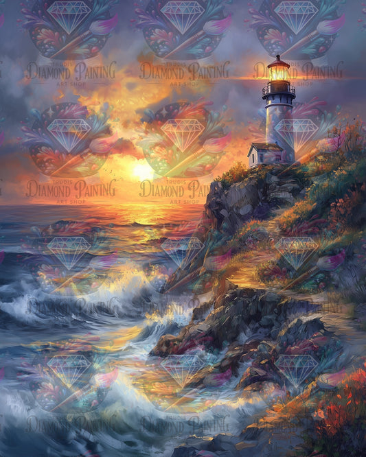 Diamond Painting Guiding Light At Sunset ©salzkatze.ai