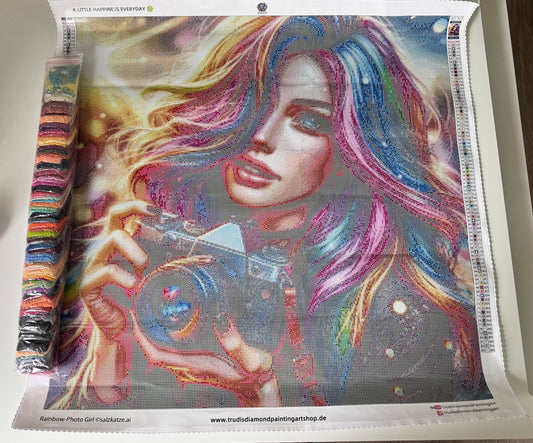 Diamond Painting Rainbow-Photo Girl ©salzkatze.ai