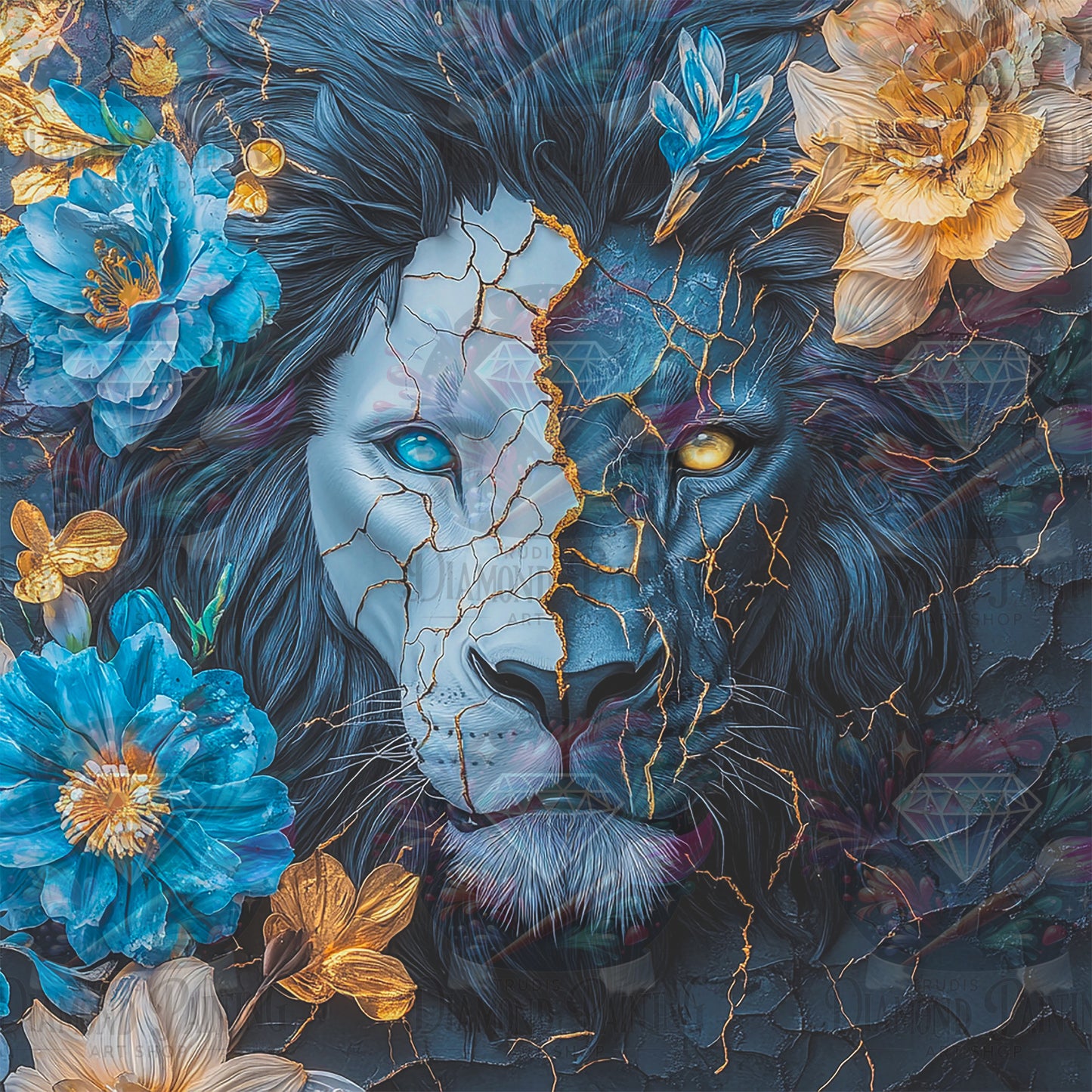 Diamond Painting Floral Lion Essence ©sandrietta_ai