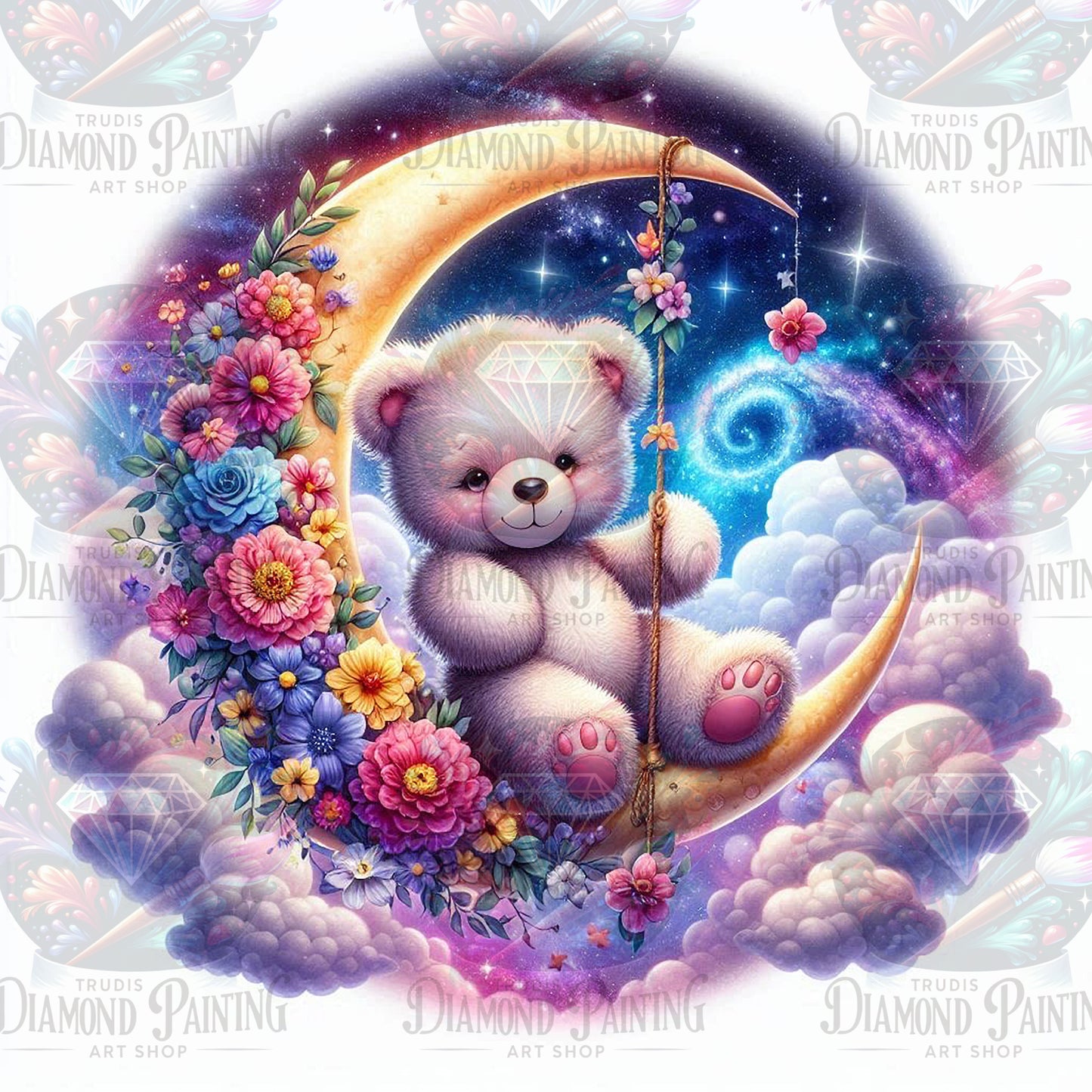 Diamond Painting Teddy On Crescent Moon ©sandrietta_ai