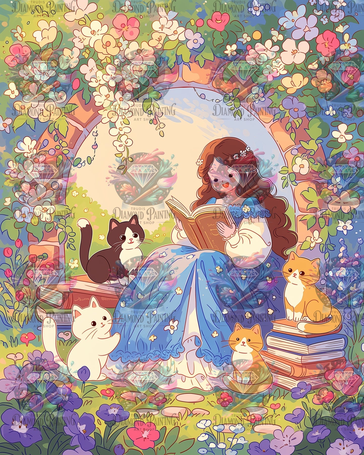 Diamond Painting Im Garten der tausend Geschichten von Salzkatze.ai