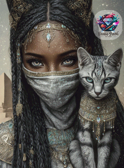 Diamond Painting Katzenkönigin der Ewigkeit ©sandrietta_art - 70x95cm mit 110 Farben (1x auf Lager)