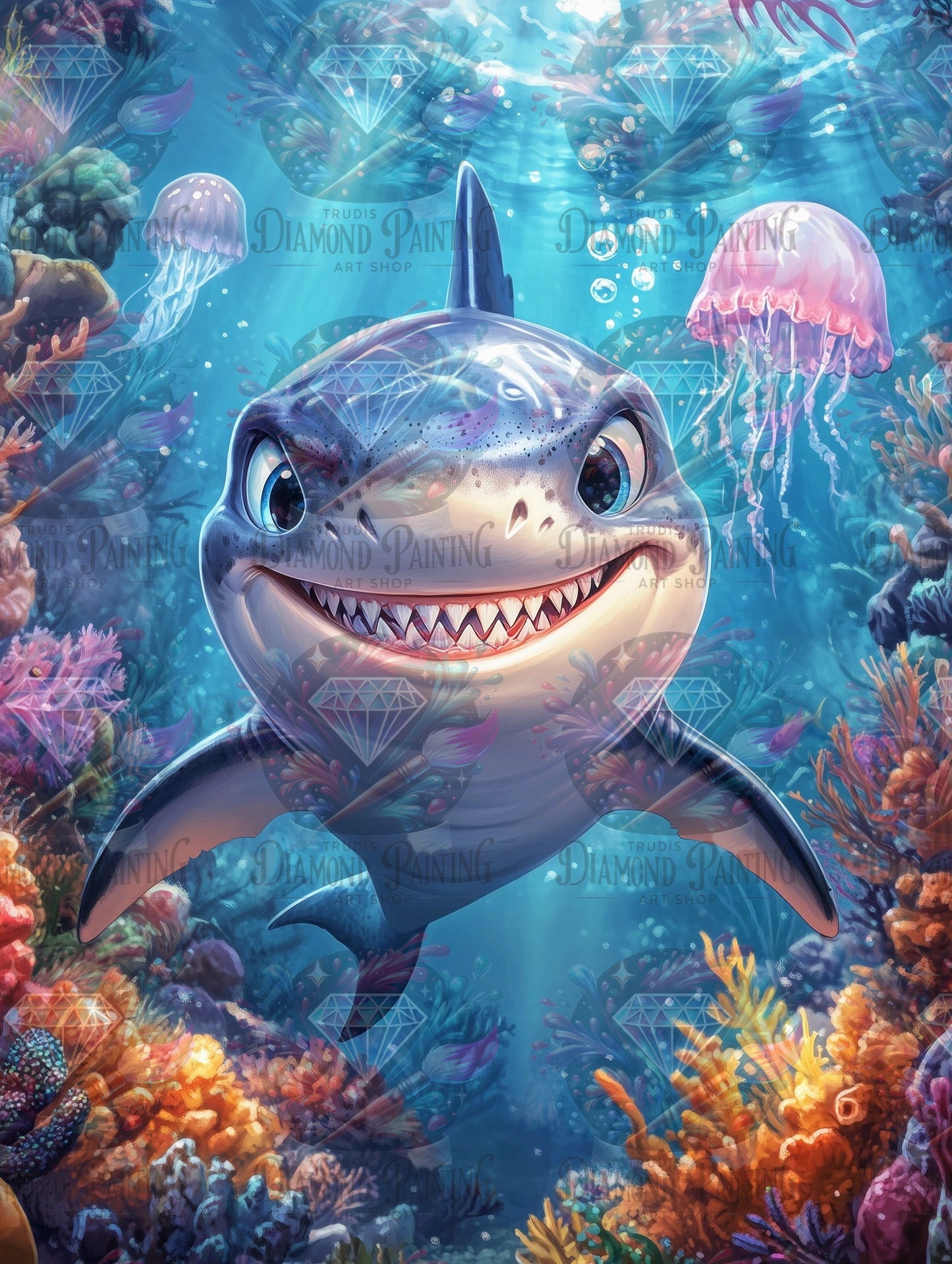 Diamond Painting Little Shark, Big Bite ©salzkatze.ai