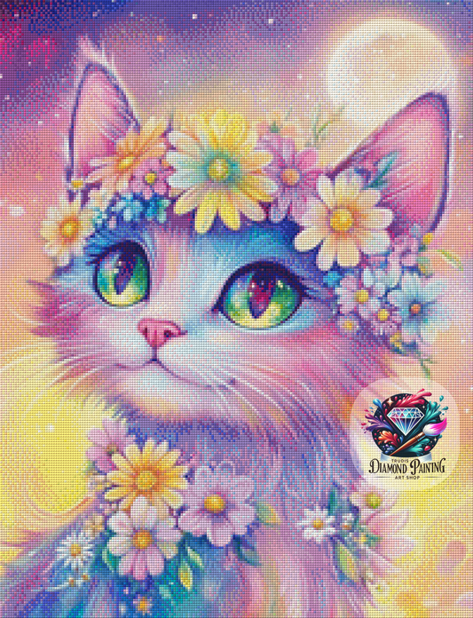 Diamond Painting Moonflower Cat ©traumpixxel - 50x65cm mit 230 Farben