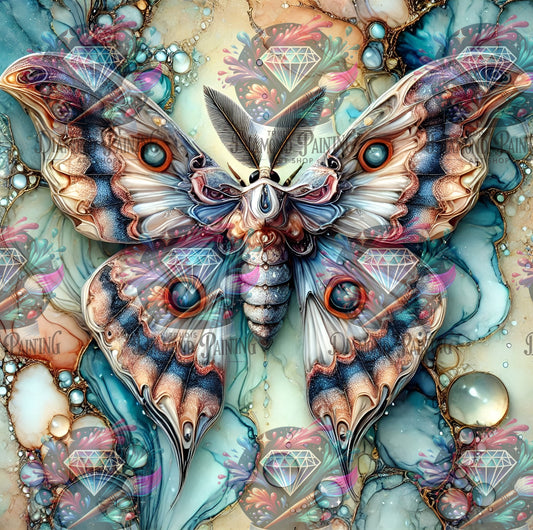 Full Fairy Dust Silver Diamond Painting Moth Mirage ©MoozyJo.ai
