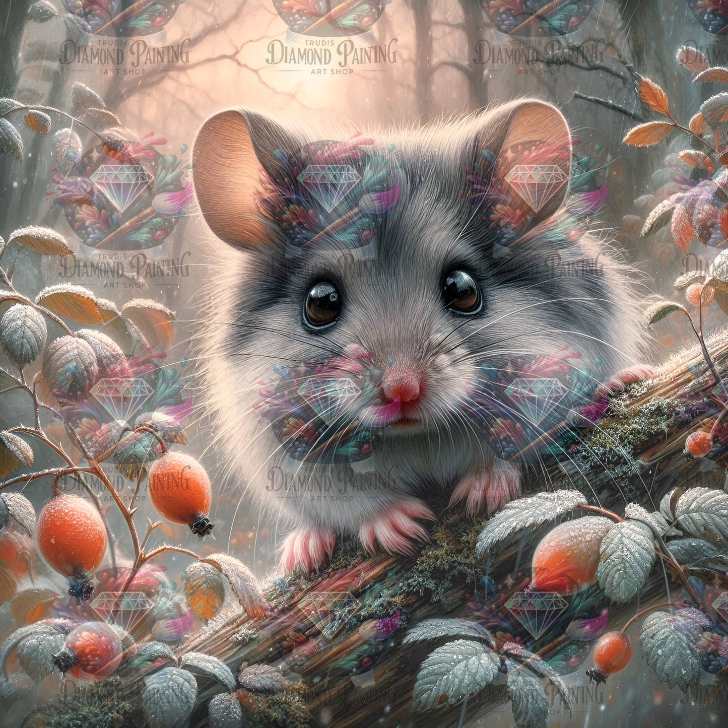 Diamond Painting Mouse In The Mizzle von MoozyJo.ai