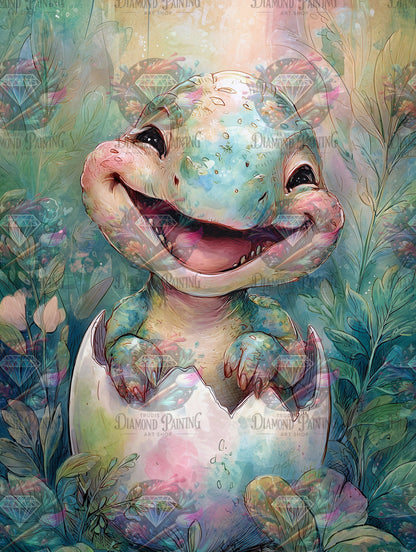 Diamond Painting Pebbles, der kleine Dinosaurier von Salzkatze.ai