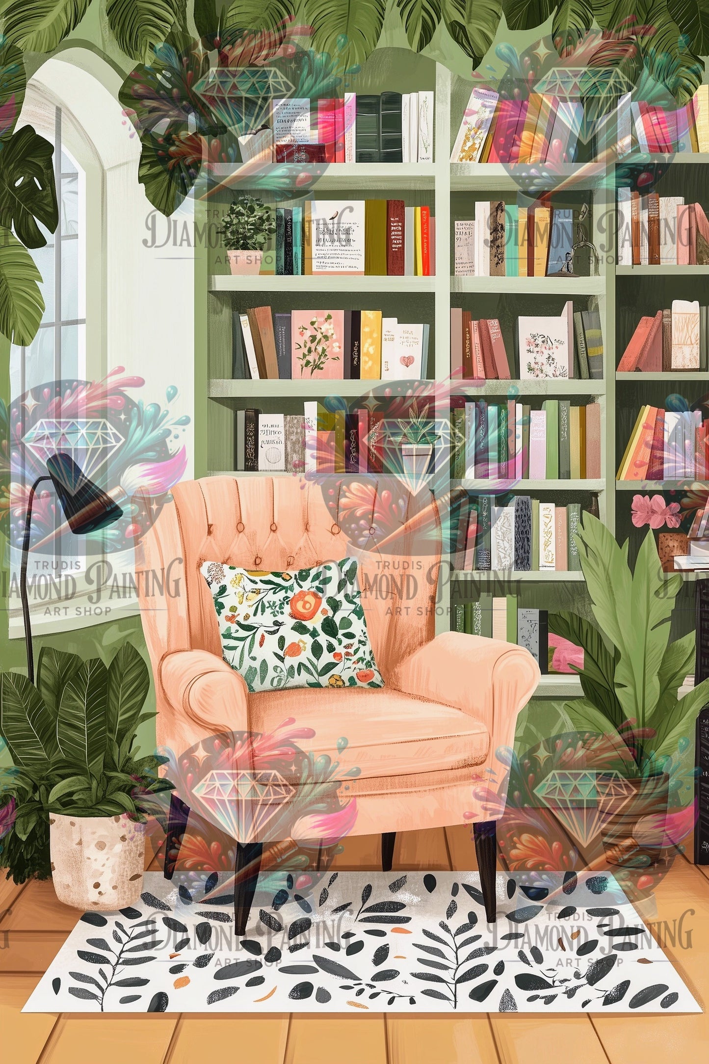 Diamond Painting Reading Corner ©salzkatze.ai