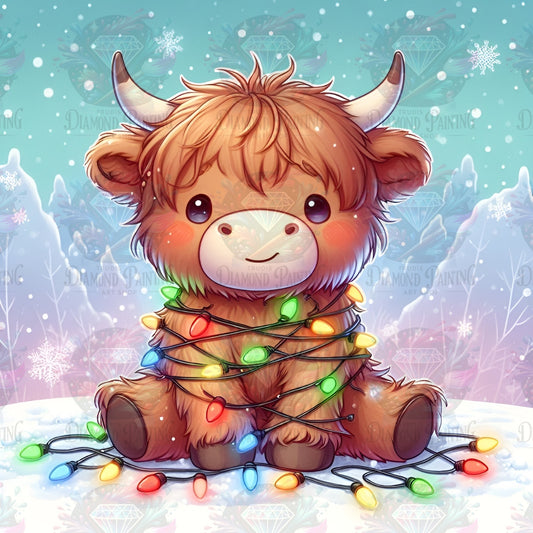 Diamond Painting A Cow's Christmas Glow ©salzkatze.ai