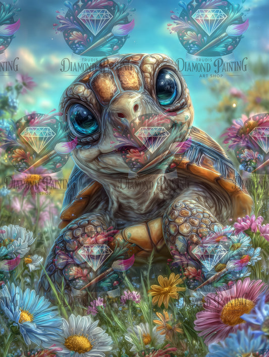 Diamond Painting Schildkrötenglück im Sommergras ©salzkatze.ai