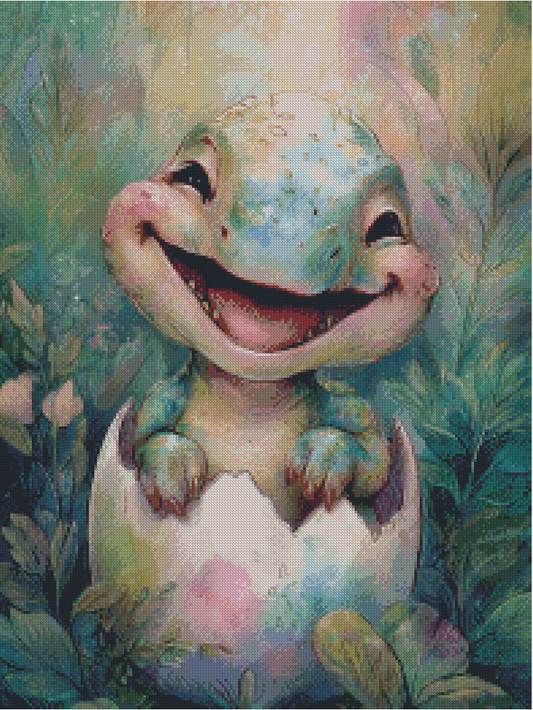 Diamond Painting Pebbles, der kleine Dinosaurier von Salzkatze.ai
