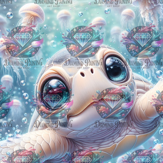 Full Fairy Dust Silver Diamond Painting Shimmering Ocean von MoozyJo.ai