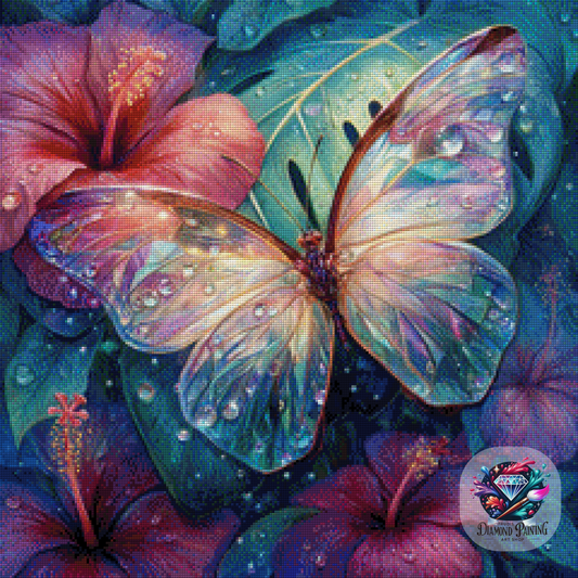 Diamond Painting Stained Glass Butterfly ©sandrietta_ai - 60x60cm mit 260 Farben