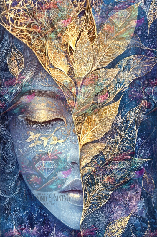 Diamond Painting Blattpoesie der Stille ©sandrietta_ai
