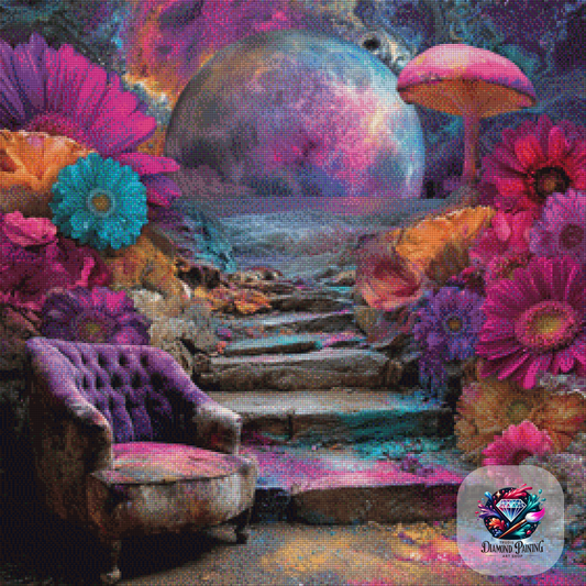 Diamond Painting Der Sessel am Ende der Realität ©Elly_A.I - 70x70cm mit 200 Farben