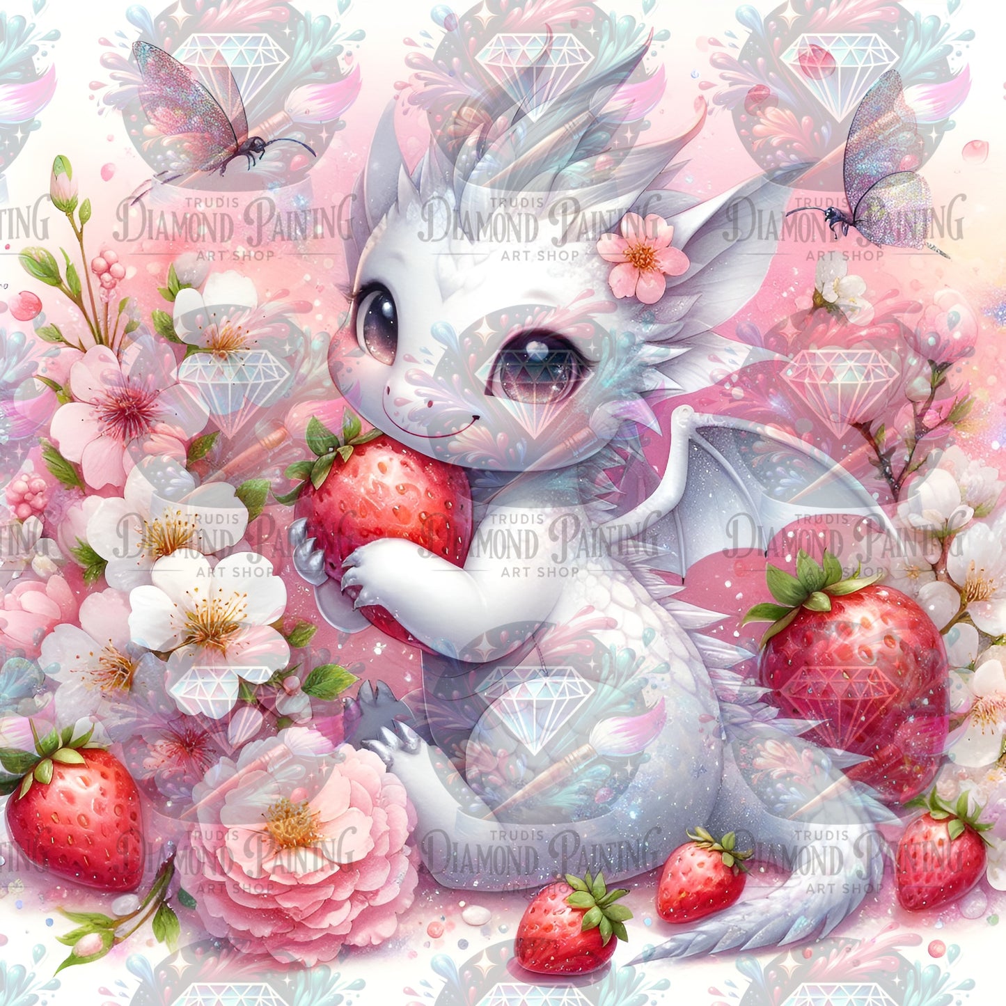 Diamond Painting Cute Strawberry Dragon ©aileens_creative_art_design