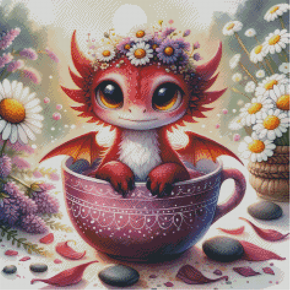 Diamond Painting Blumenkranz & Drachenblick von Finira_artist