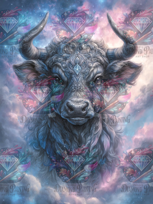Diamond Painting In der Ruhe die Kraft (Stier) ©salzkatze.ai