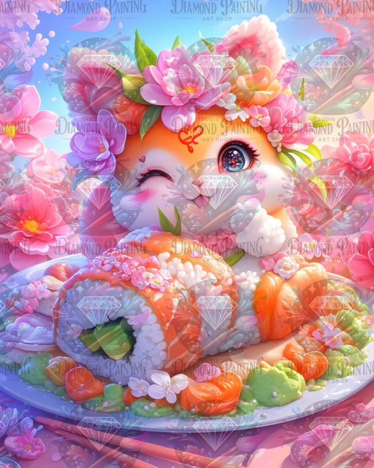 Diamond Painting Sushi Purrfection ©bex.ai