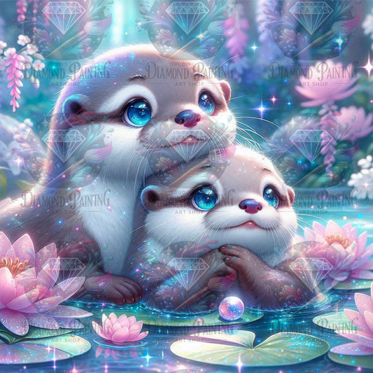 Diamond Painting Otter Friends ©Lexxy Ai