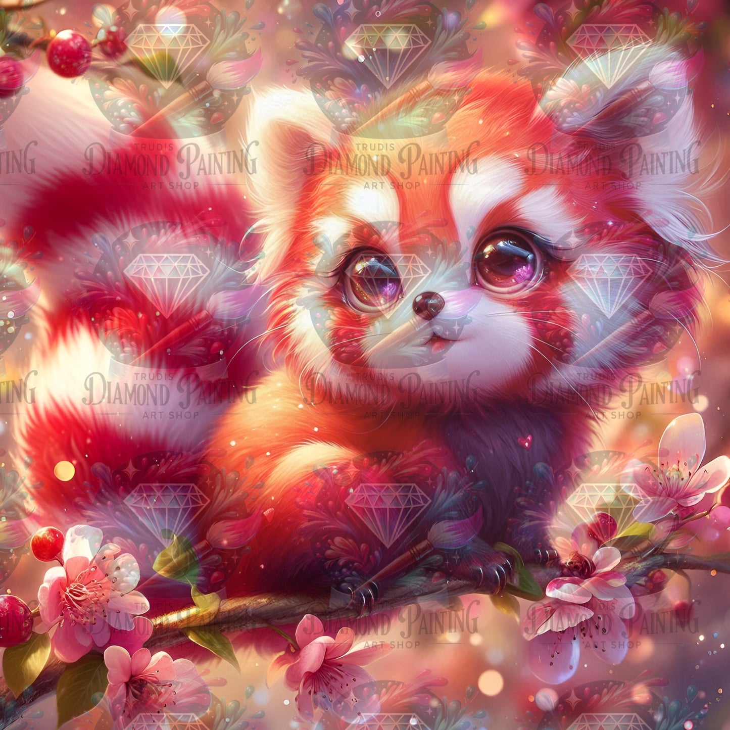 Diamond Painting Red Sakura Panda ©aileens_creative_art_design