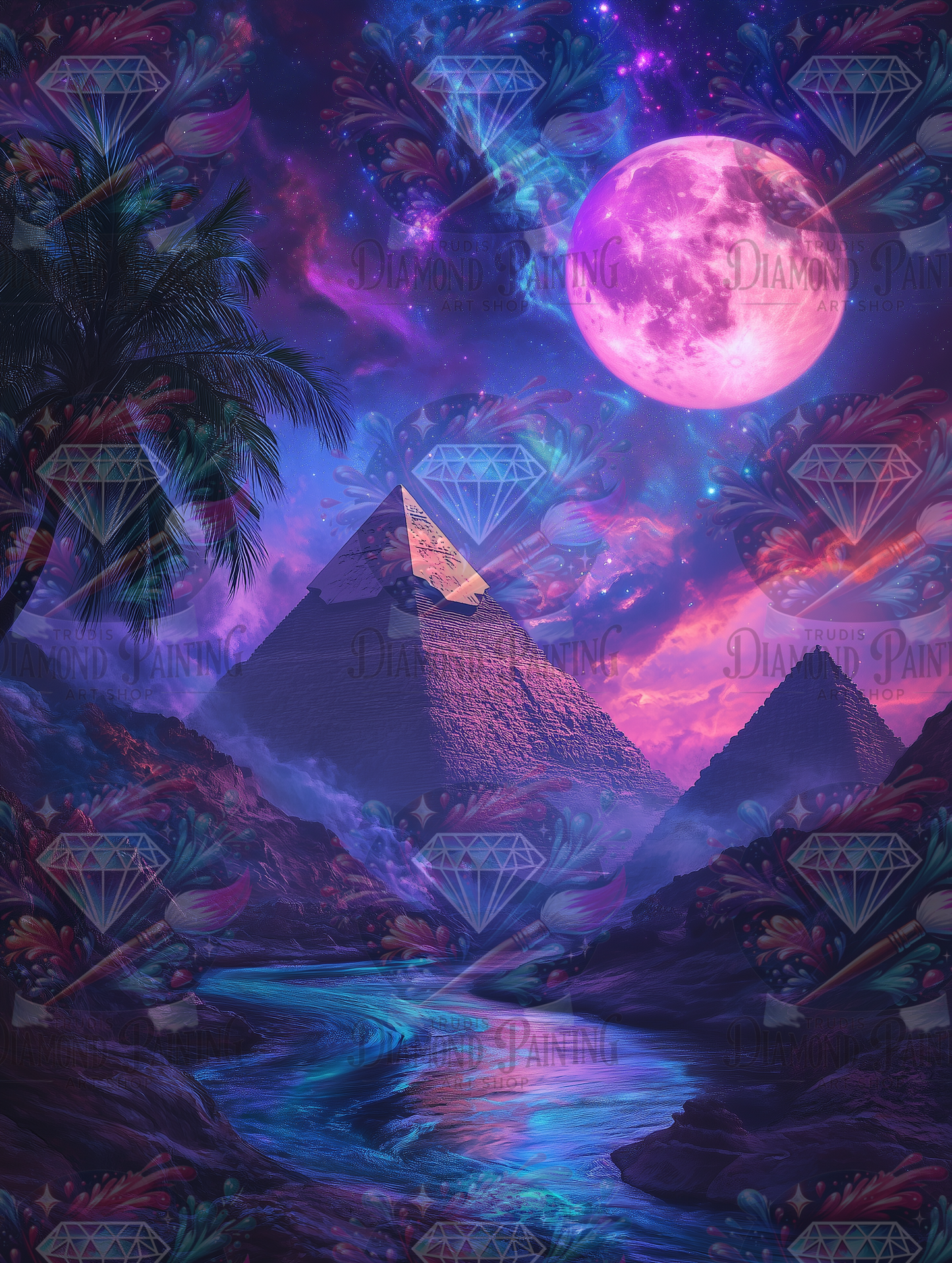 Diamond Painting Celestial Mirage Of The Pyramid's ©trudis_ai_art
