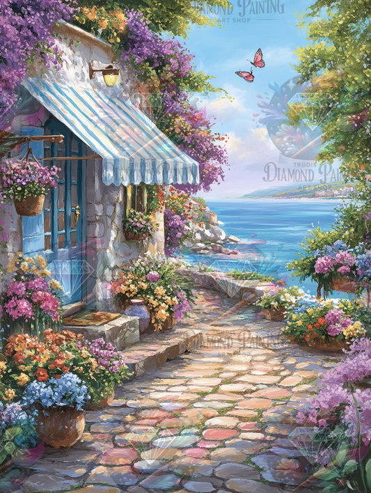 Diamond Painting Blütenträume am Meer ©trudis_ai_art