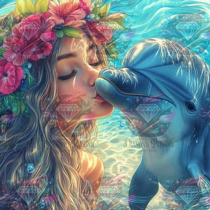 Diamond Painting Delfinträume im Azurblau ©trudis_ai_art